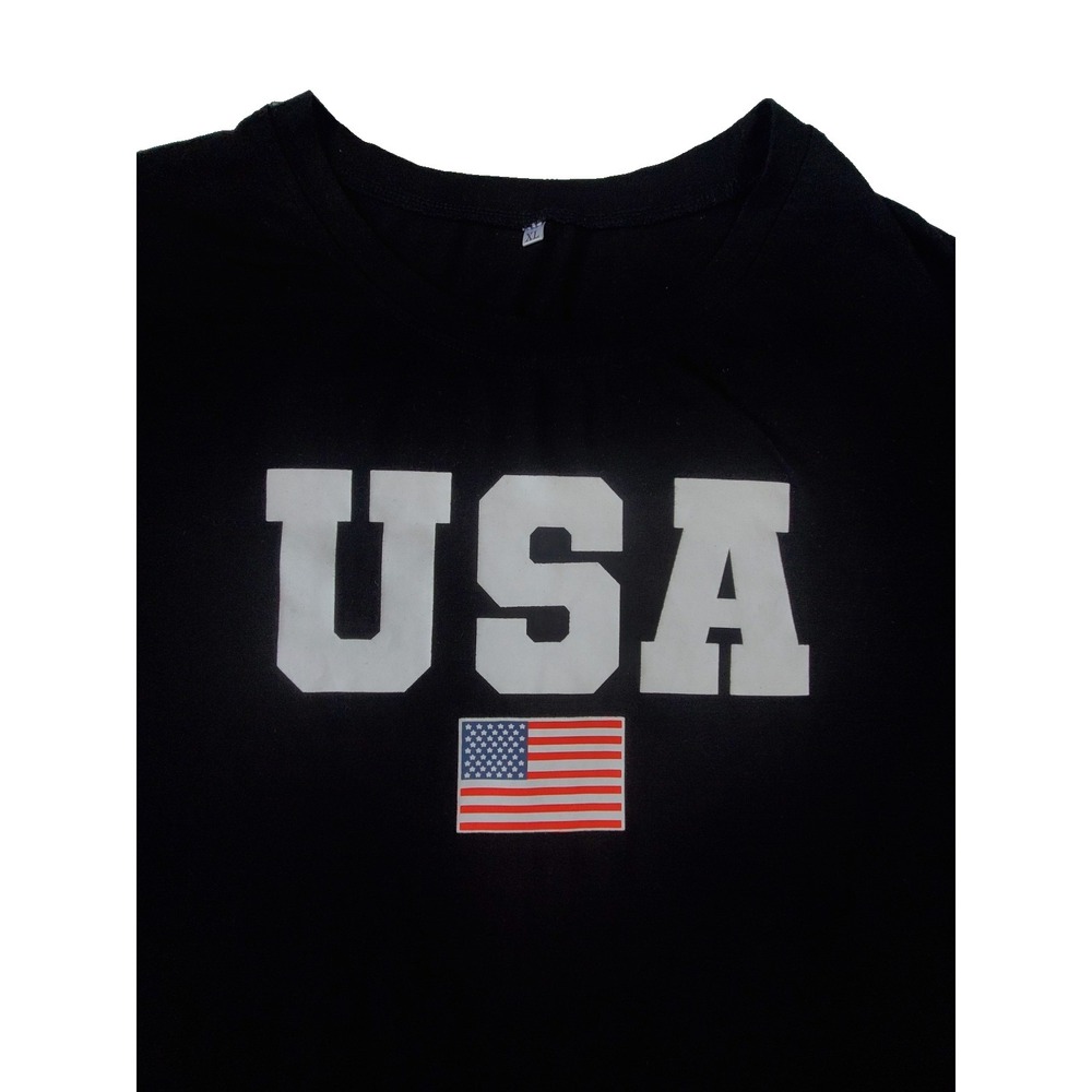 USA Graphic T-Shirt Mens XL Black American Flag Patriotic Short Sleeve Tee - Picture 3 of 8